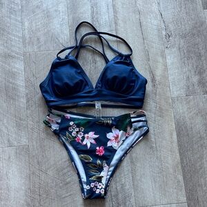 Floral Navy Bikini Set
